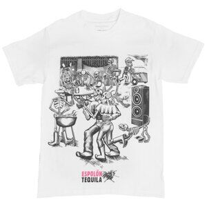New! Paisaboys x Espolon Tequila Skeleton Party T-Shirt Dia de los Muertos Style